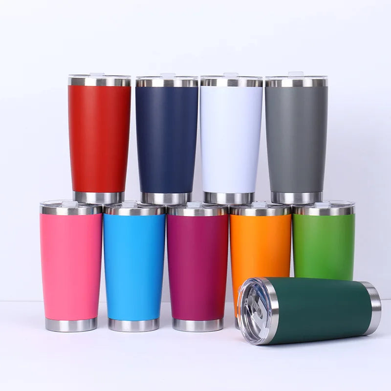 20oz High Color Double Layer Stainless Steel Insulated Cup Car Cup Ice Cream Cup Beer Cup Outdoor Portable Water Cup Zpaxo