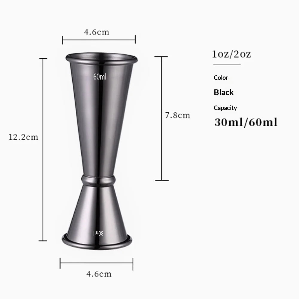 304 Stainless Steel Double Jigger – Bar Cocktail Measuring Cup Cocktail Jigger Zpaxo Black