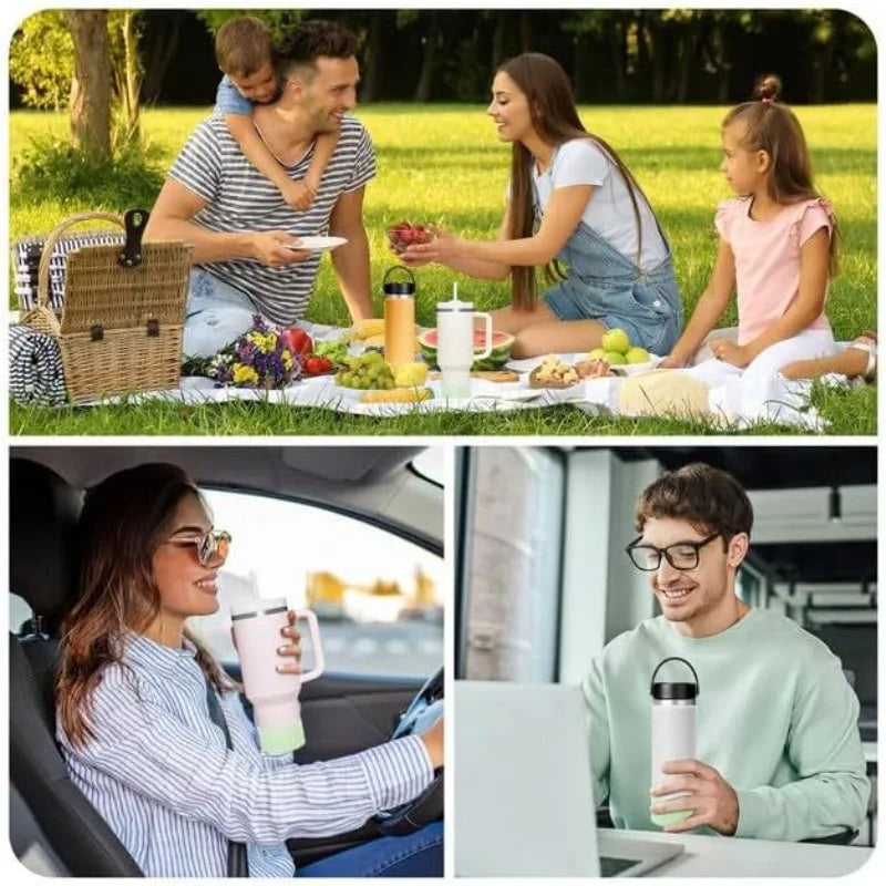6PCS Silicone Sparkling powder ice-cool cup cover, sports water bottle, space cup, cup bottom cover, car-mounted water cup cover Zpaxo