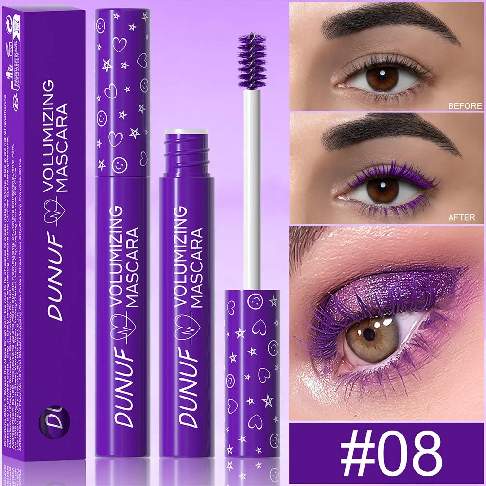 2pcs Green Purple Slender Curly Mascara, Color Mascara Waterproof Not Easy To Smudge, Portable Fine Brush Head，Holiday Makeup Zpaxo