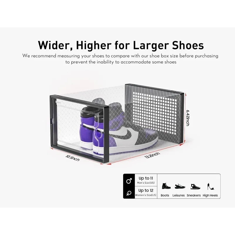 Large Shoe Storage Boxes Organizers Clear Plastic Stackable Rack Zpaxo 1pc
