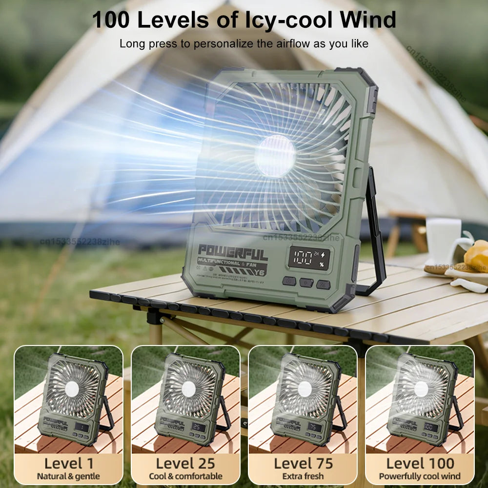 Camping Fan 20000mAh Rechargeable Wireless Outdoor Tent Ceiling