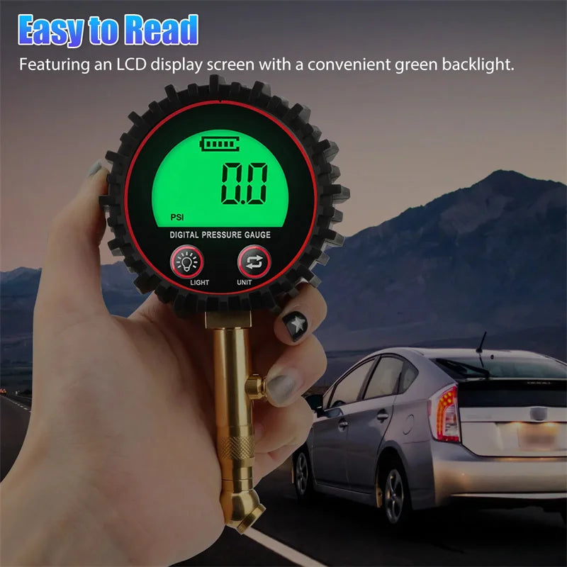 Digital Tire Pressure Gauge 3–255 PSI | LCD Backlight