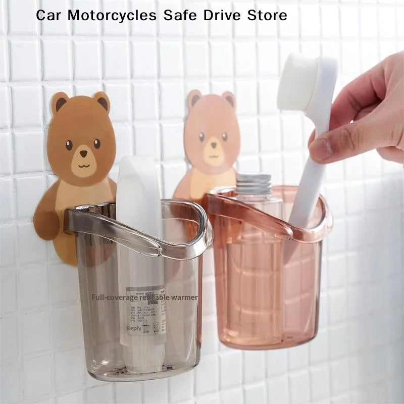 Bear Hug Toothbrush Cup Toothpaste Storage Rack Home Bathroom