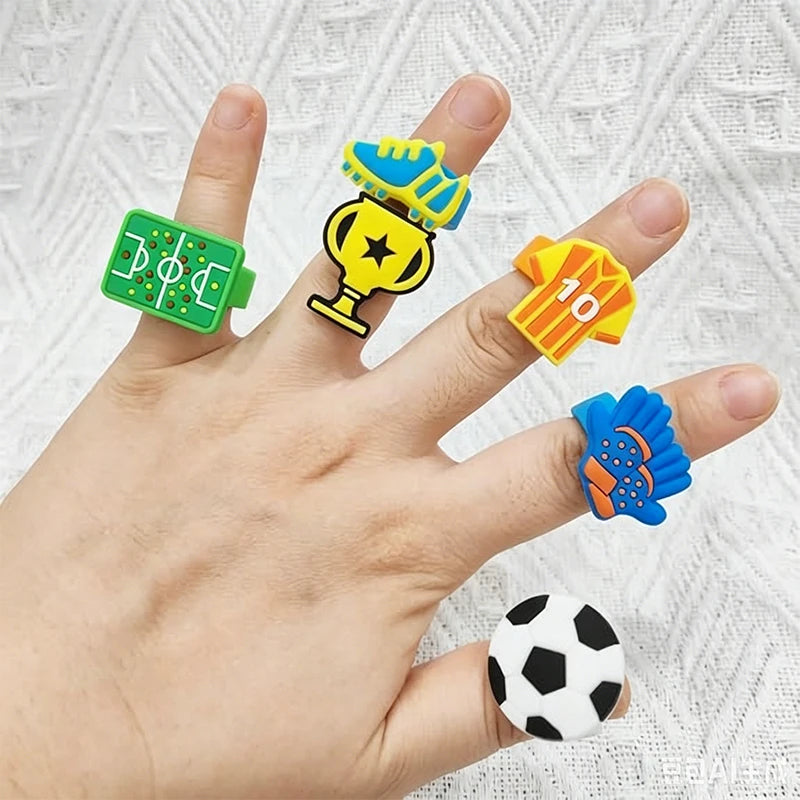 Kids Sport Soccer Silicone Finger Rings 6 Styles Football Trophy