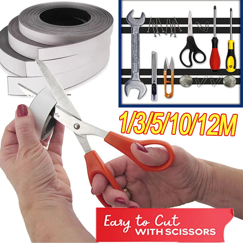 Magnetic Tape Self Adhesive Cuttable Rubber Strip Fridge Wall DIY