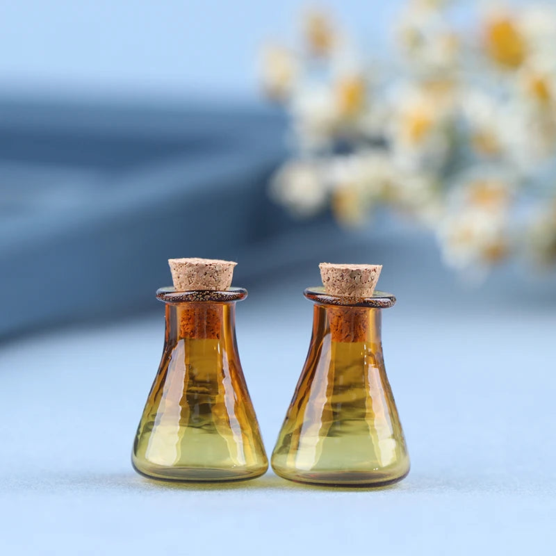 ▶2Pcs Mini Glass Color Bottle Wishing Bottle Tiny Jars Vials Mini Storage Bottle Zpaxo Yellow