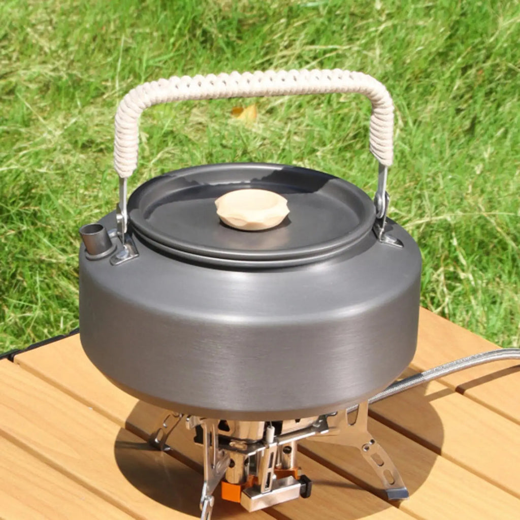 Portable Camping Kettle Ergonomic Metal Lightweight Tea Pot Silicone