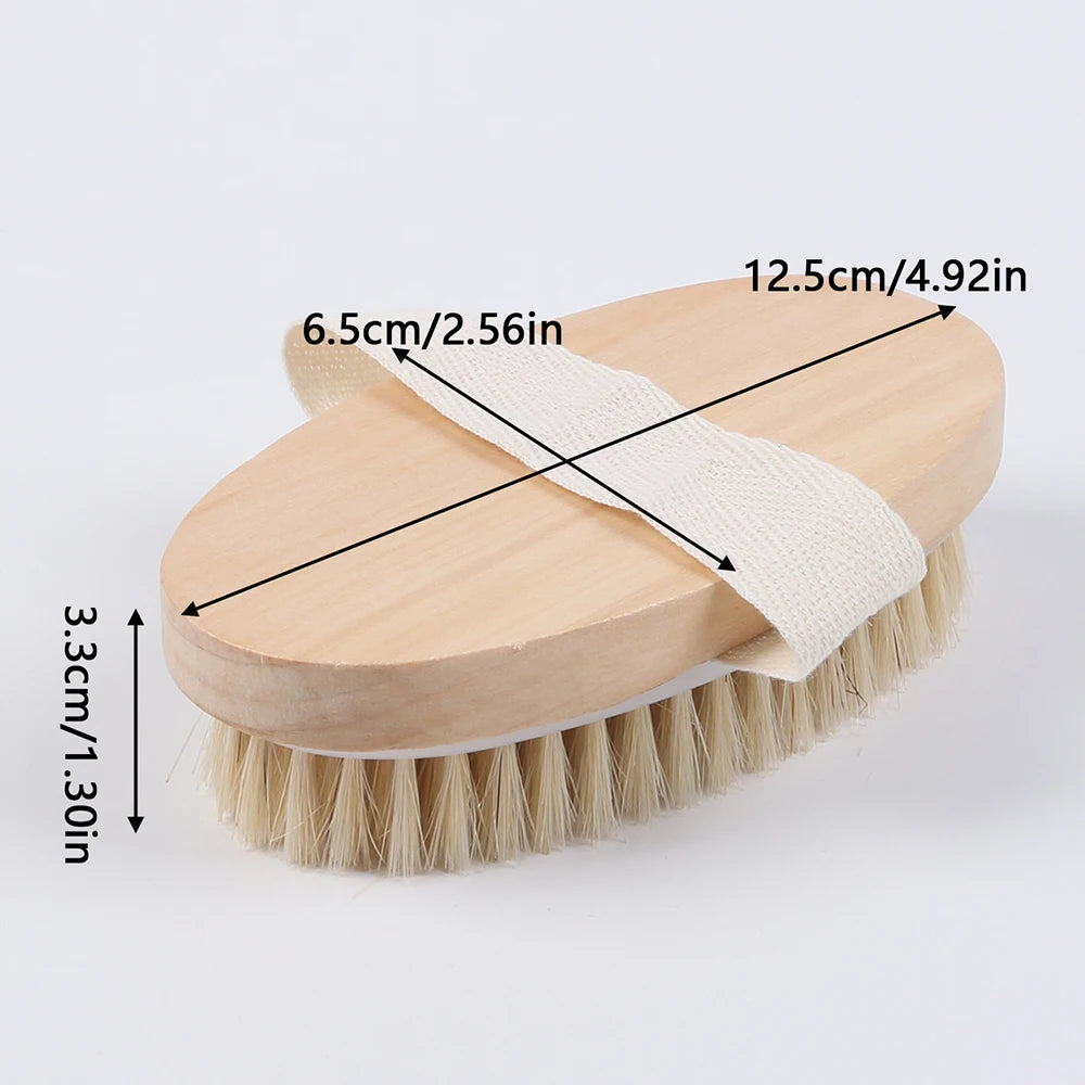 Natural Bristle Body Brush Exfoliating Dry Body Brushing Soft Bristles for Bath Home Use Zpaxo 1PC