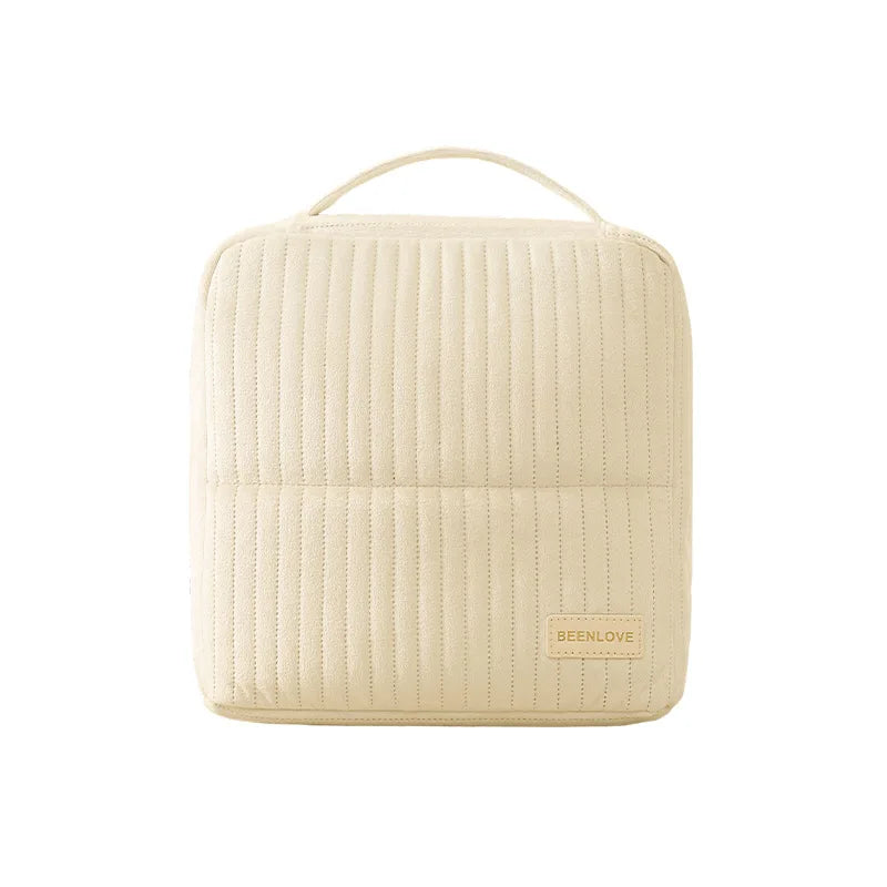 Autumn and Winter Dutch Fleece Multi Compartment Storage Foreskin Label Makeup Bag with Large Capacity and Standing Makeup Bag Zpaxo Beige