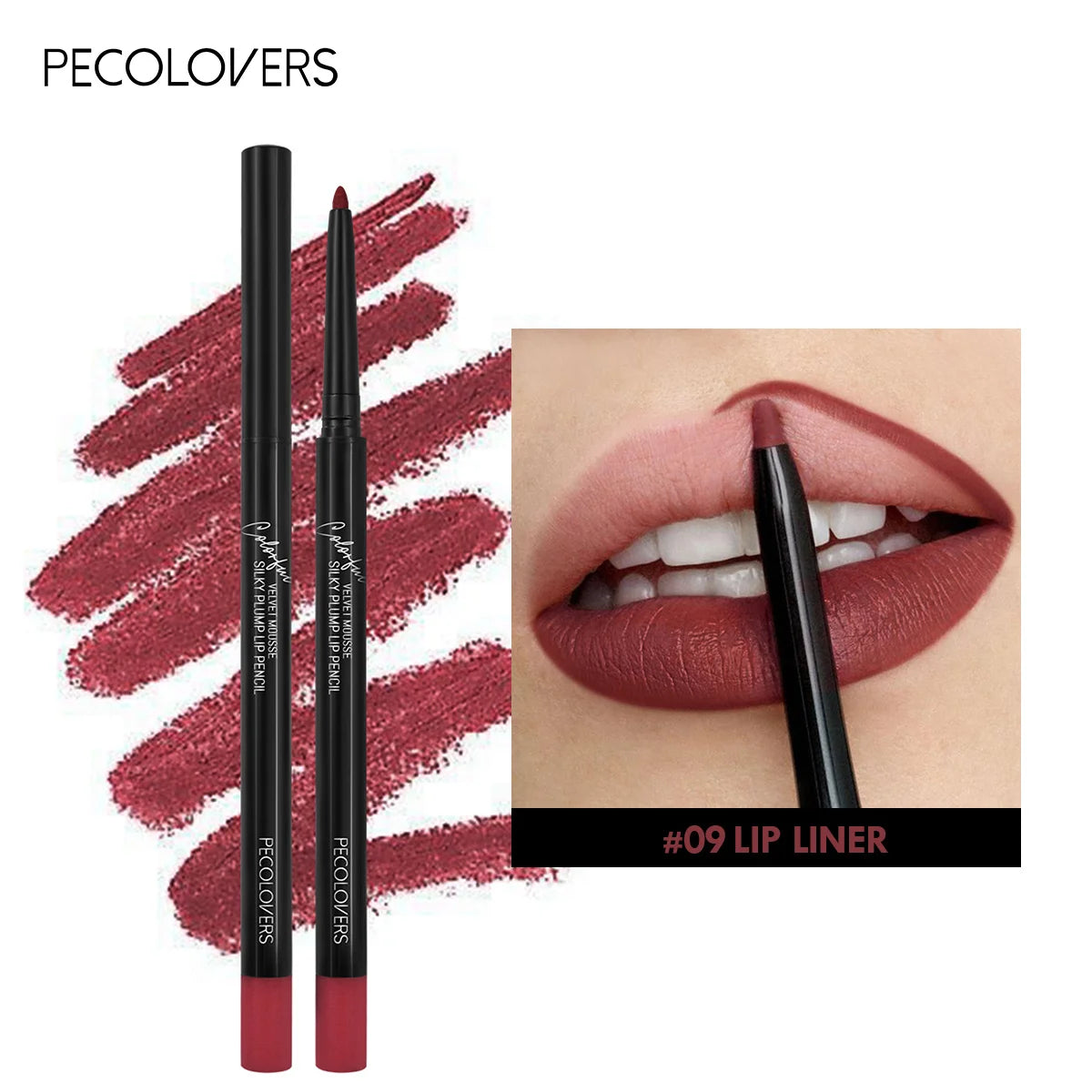 Waterproof Matte Lipliner Pencil Red Contour Tint Lipstick Long Lasting Non-stick Cup Moisturising Lips Makeup 12 Colors Zpaxo 09