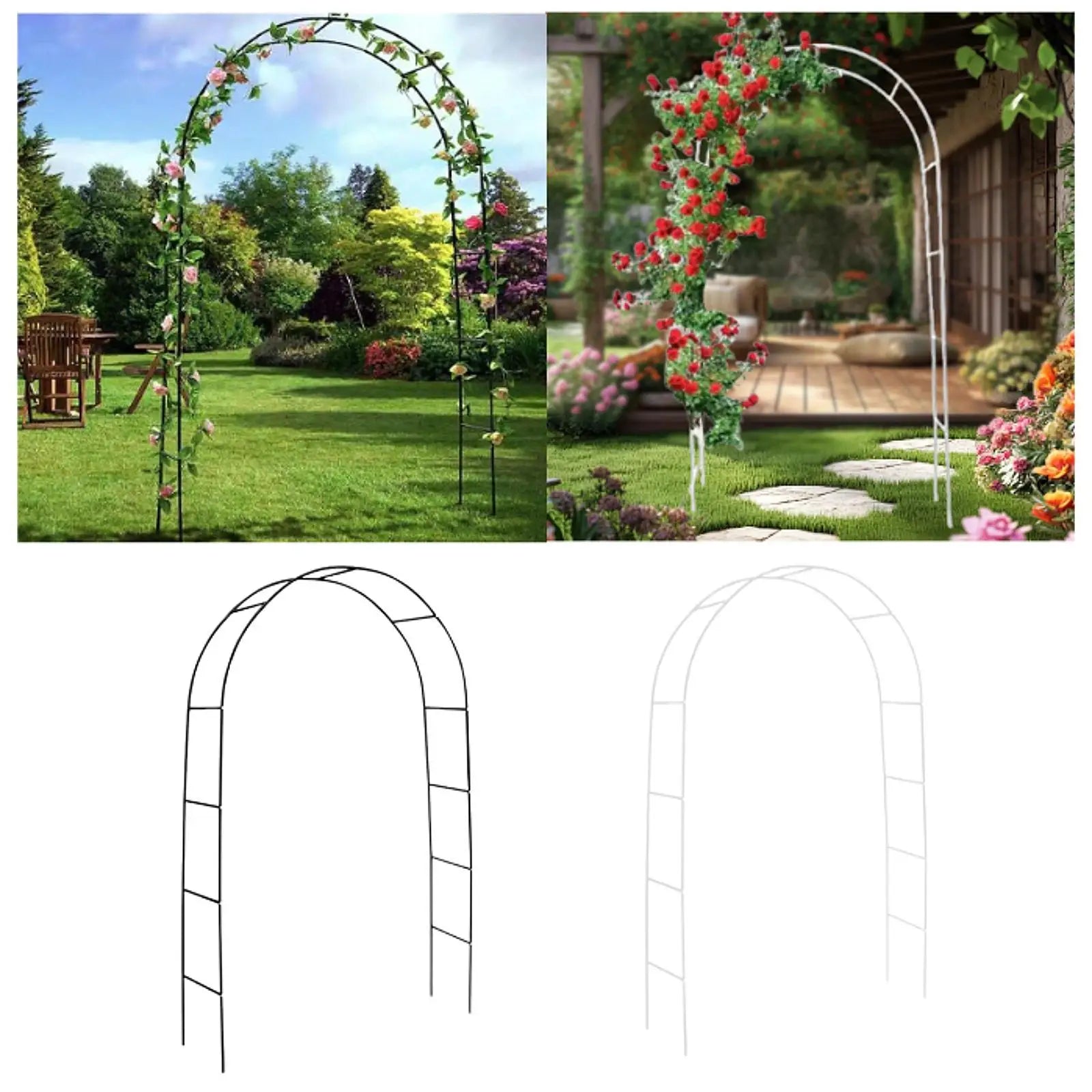 DIY Metal Garden Arch Trellis 240x140x38cm Flowers Frame Multipurpose Zpaxo