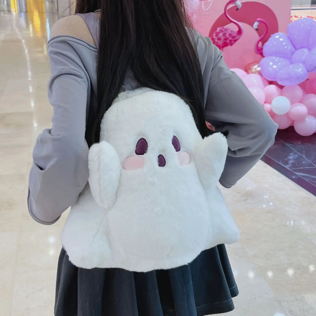 Halloween Ghost Plush Cartoon Backpack – Cute Casual Bag