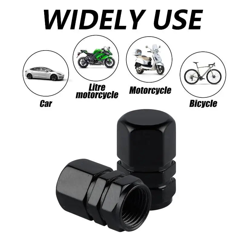 4-Pack Aluminum Tire Valve Stem Caps – Universal Car & Bike Fit Tire Valve Caps Zpaxo