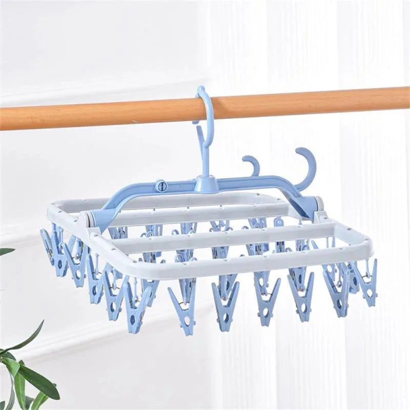 32-Clip Foldable Clothes Drying Rack – Windproof Laundry Hanger