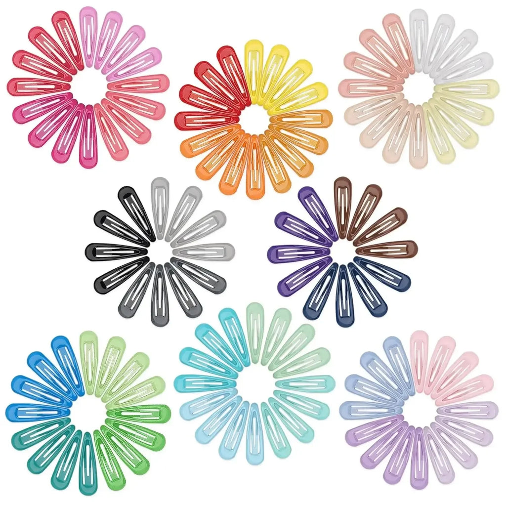 50-Pack Snap Hair Clips – No-Slip Alloy Grip, Pastel & Candy Colors