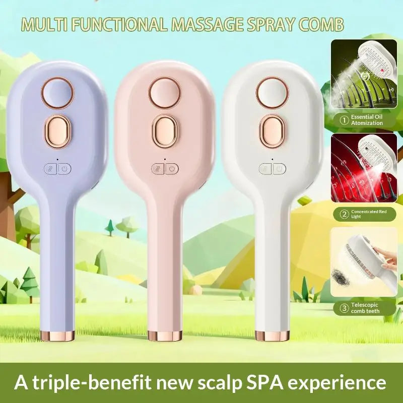 Electric Steam Spray Hair Brush – USB-C Anti-Frizz Styling Comb
