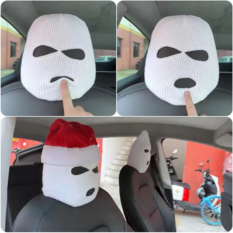 3 Hole Car Seat Headrest Full Face Cover Ski Mask Hat Anti-dust