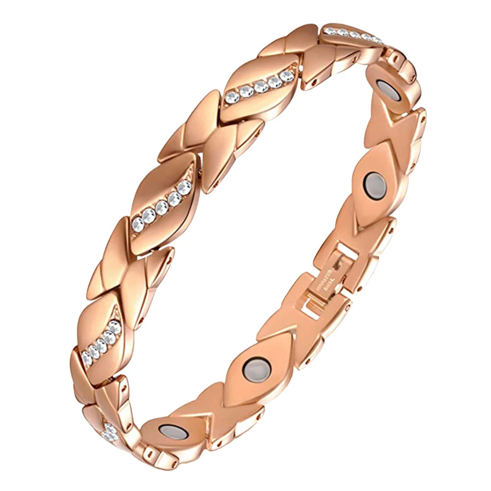Ultra Magnetic Bracelets with 3500 Gauss Magnets Magnetic Bracelet Pure Copper for Women Men Jewelry Gift Zpaxo Rose Gold