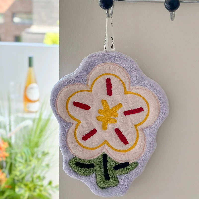2026 Coral Velvet Flower Flower Towel Hanging Type Absorbent Quick Drying Suitable for Hanging Household, Kitchen Small Towels Zpaxo White flower