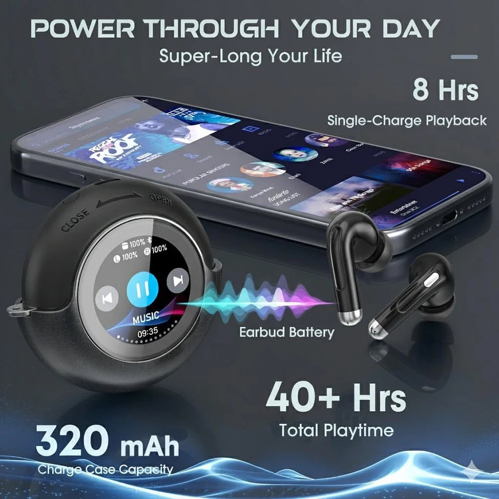 Wireless Bluetooth Earbuds Drivers Hi-fi Deep Bass 30H Playtime