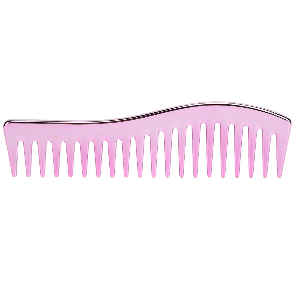 Travel Use No Handle Wide Tooth Comb Plastic Gold Salon Professional Zpaxo Pink