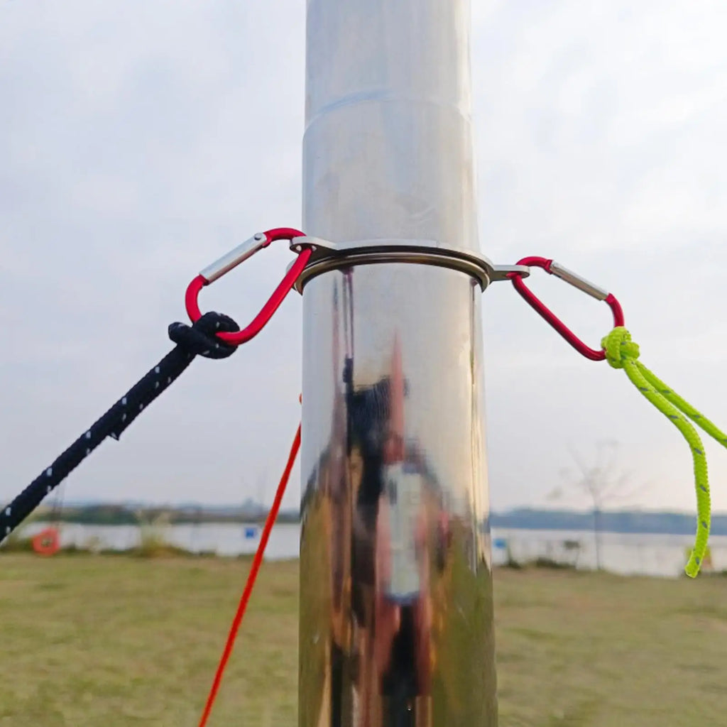 Outdoor Camping Wood Stove Chimney Wind Rope Stainless Steel Ring