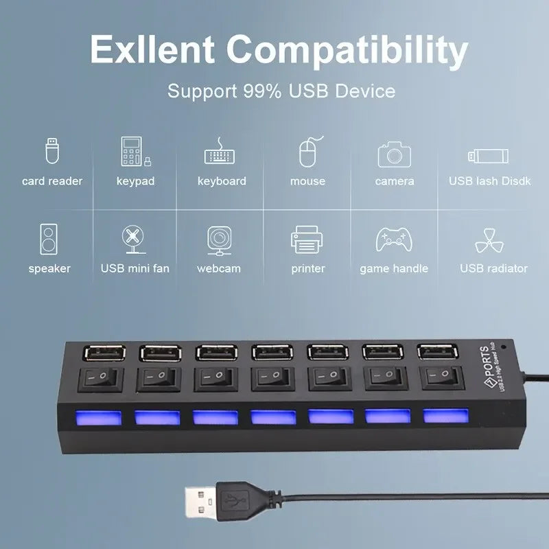 Switch Extension Hub 7-port USB2 0 Computer USB One Drag Seven Zpaxo