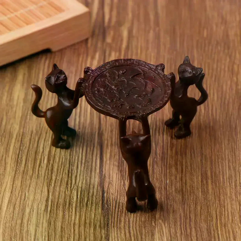 For Incense Burner Candle Holder Room Decor Tray Mini Retro Three-Kitty Tray Adorable Design Entryway & Tabletop Stand Zpaxo