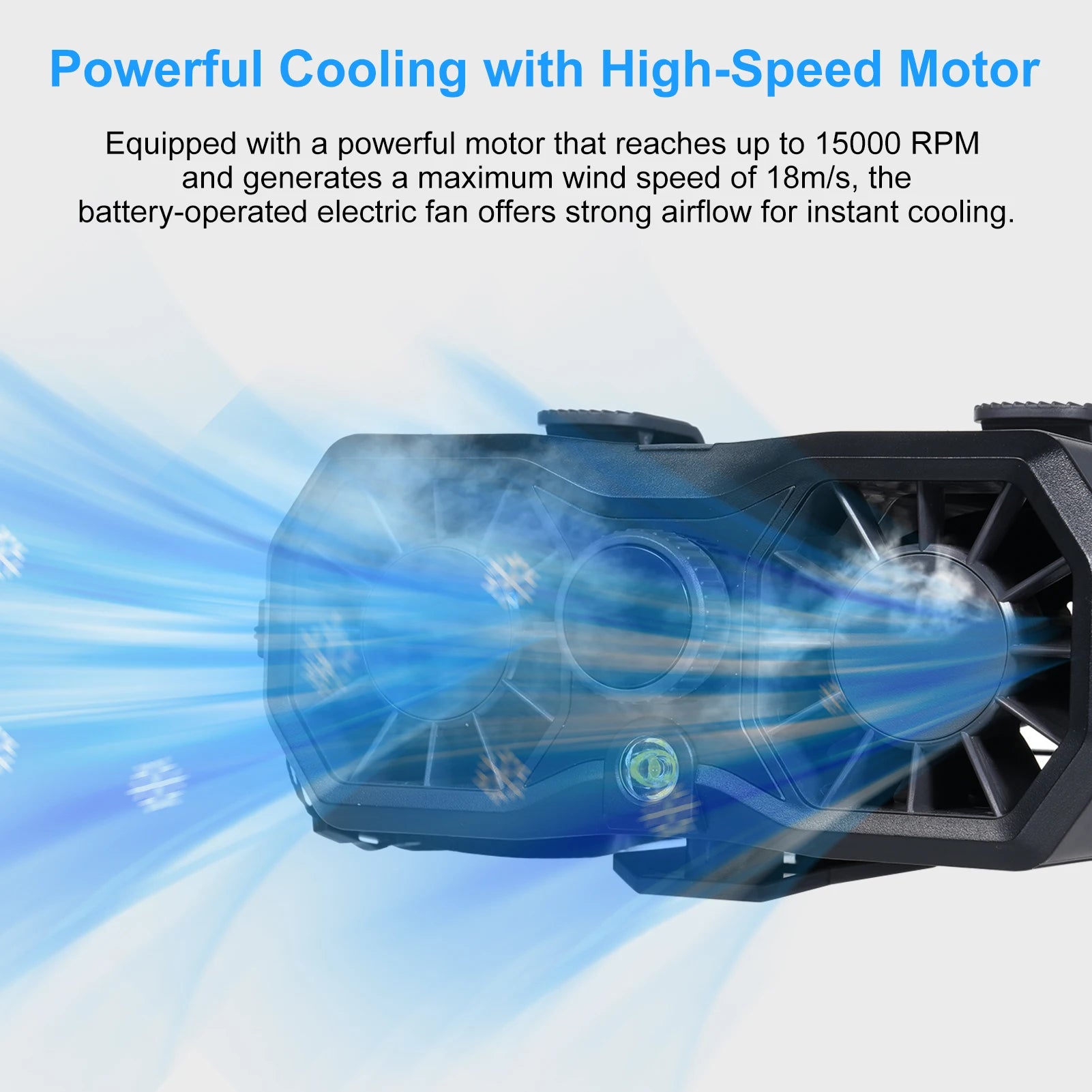 Dual Vent Waist Fan, Portable Neck Fan with Emergency Flashlight Clip on Fan, 15000RPM 199 Wind Speeds, Smart Digital Display Zpaxo