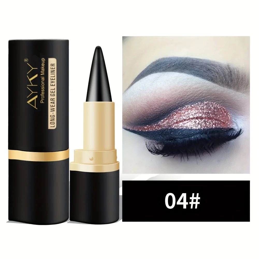 Matte Glitter Waterproof Eyeliner Stick Smudge Proof Black Single Head Solid Eyeliner Balm Zpaxo 04