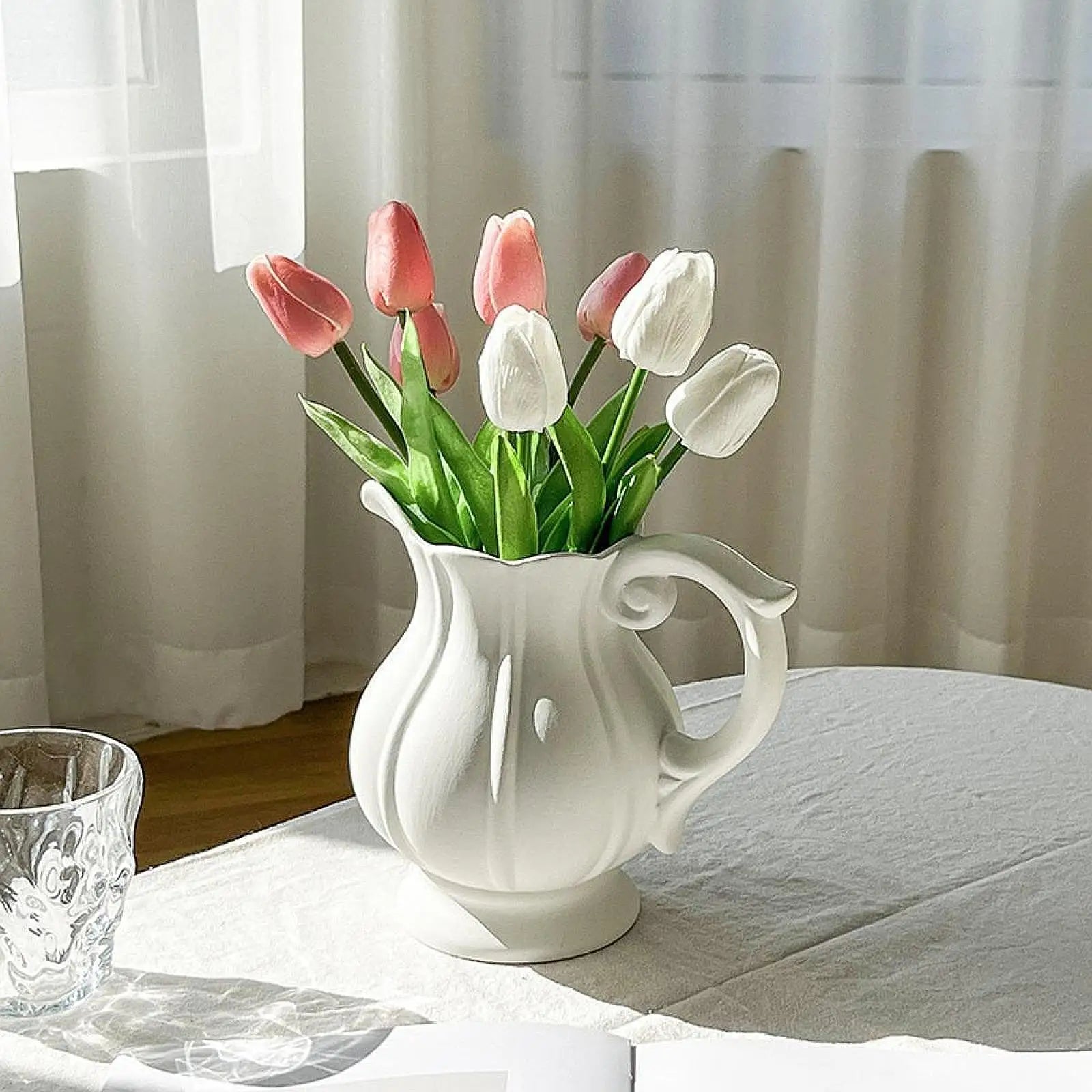 Flower Vase Art Vase Birthday Gifts Wedding Centerpieces Nordic with Handle Zpaxo