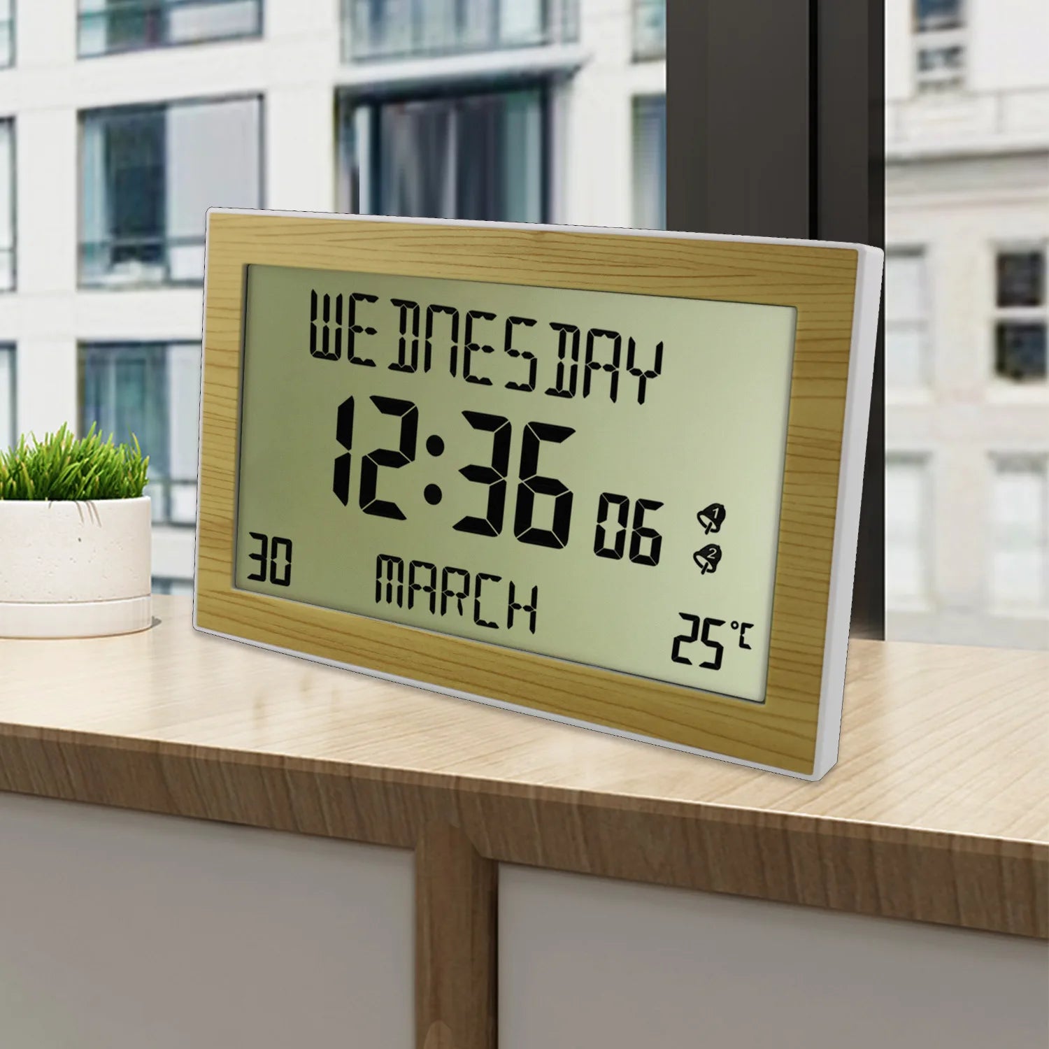 LCD Digital Alarm Clock – Date, Temp & Multi-Alarm Display