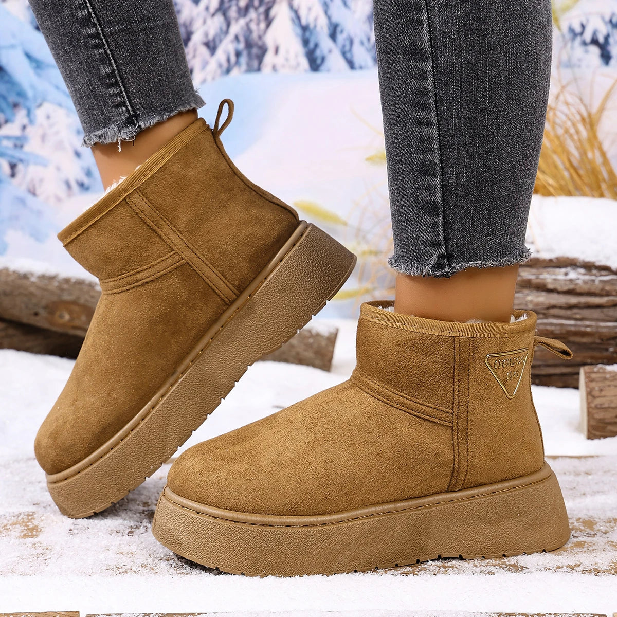 Women Ankle Boots 2025 New Warm Short Tube Bread Cotton Shoes Women Winter Thick Bottomed Lined Large Size Snow Boots Women Zpaxo camel 36