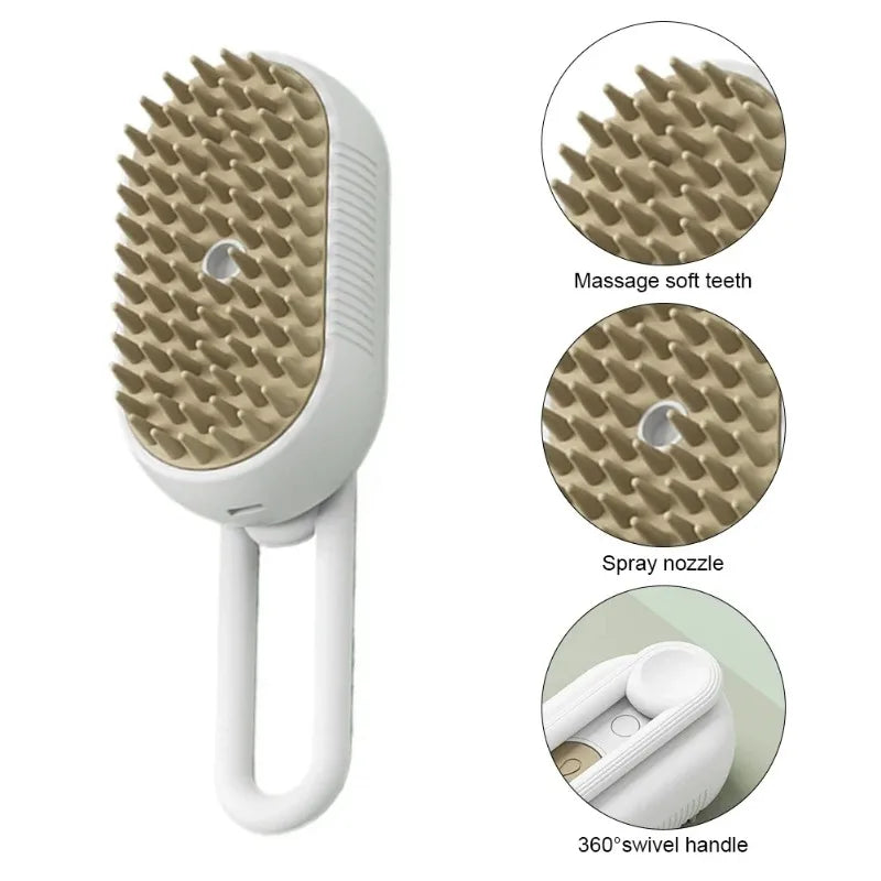 3 in 1 Pet Electric Steam Brush Cat and Dog Cleaning Spray Massage Grooming Comb Retractable Handle Pet Hair Removal BeautyBrush Zpaxo