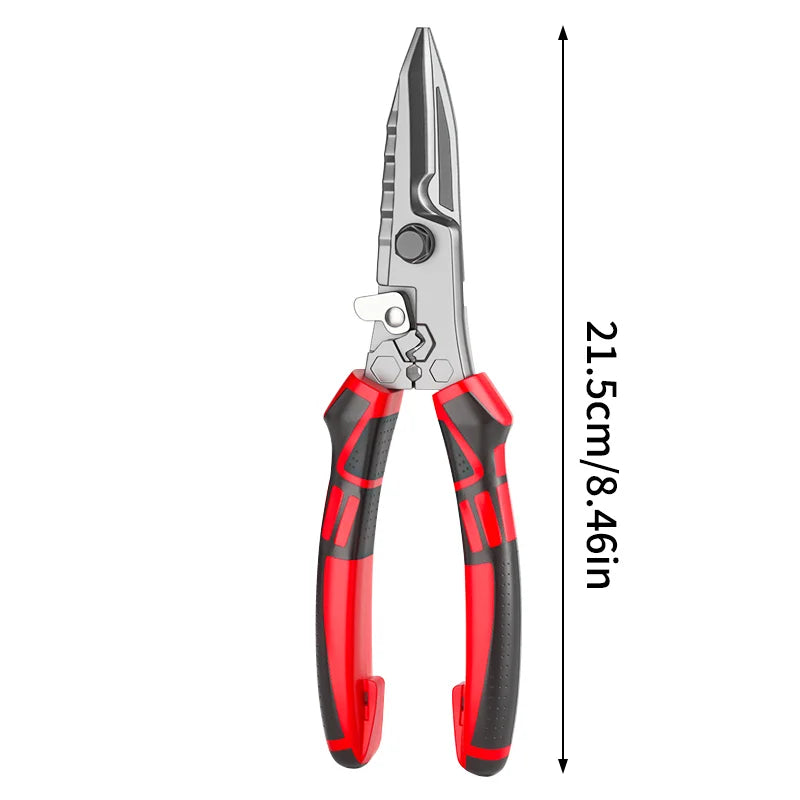 Multi-Functional Electrician Scissors, Crimping Wire Cutting Tool with Wrench Function for Metal Sheet and Cable Cutting Zpaxo As shown