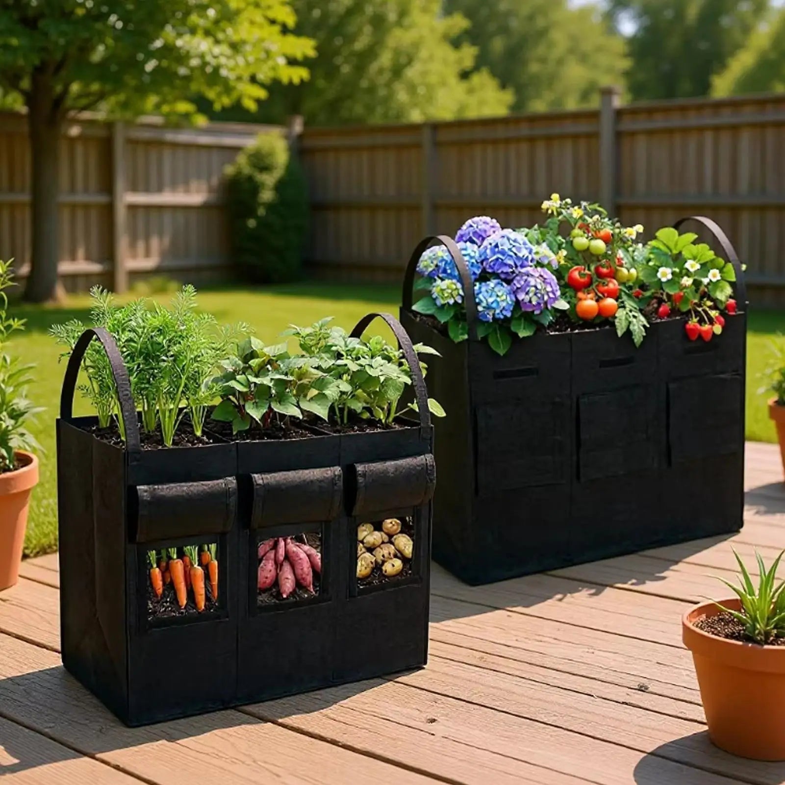 Grow Bags Breathable Potato Growing Container with Handles Vegetable Growing Bags for Home Garden Backyard Terrace Courtyard Zpaxo