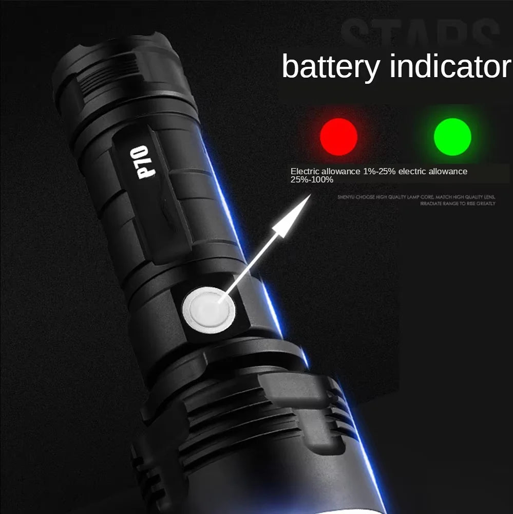 POCKETMAN P70 LED Tactical Flashlight – USB Rechargeable Torch