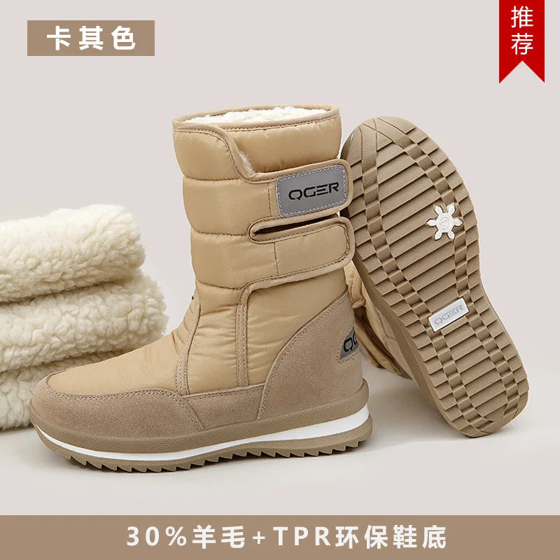 Women Snow Boots Space Deer Waterproof Dropshipping Fur Casual Ladies Zpaxo Khaki 36(Insole 23cm) China Mainland