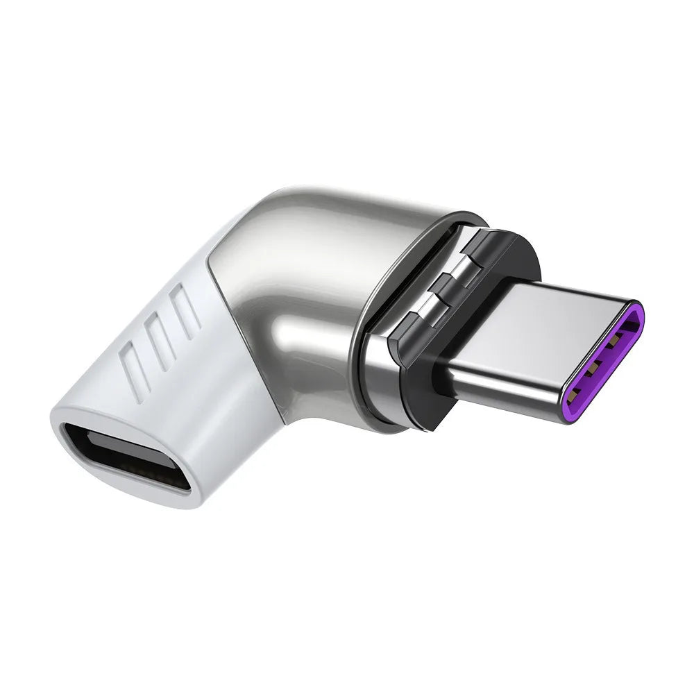 90° Magnetic USB-C Adapter 120W Fast Charge Right Angle USB-C Magnetic Adapter Zpaxo WHITE