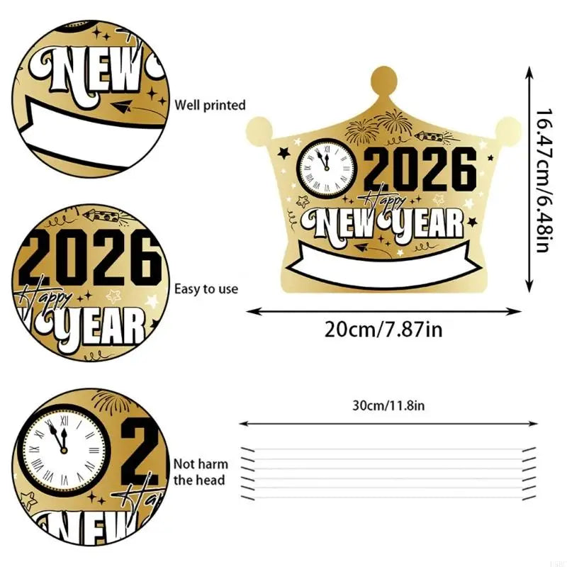 6 2026 Year Crown Hat Elastic Bands Adults Kids Party Celebration