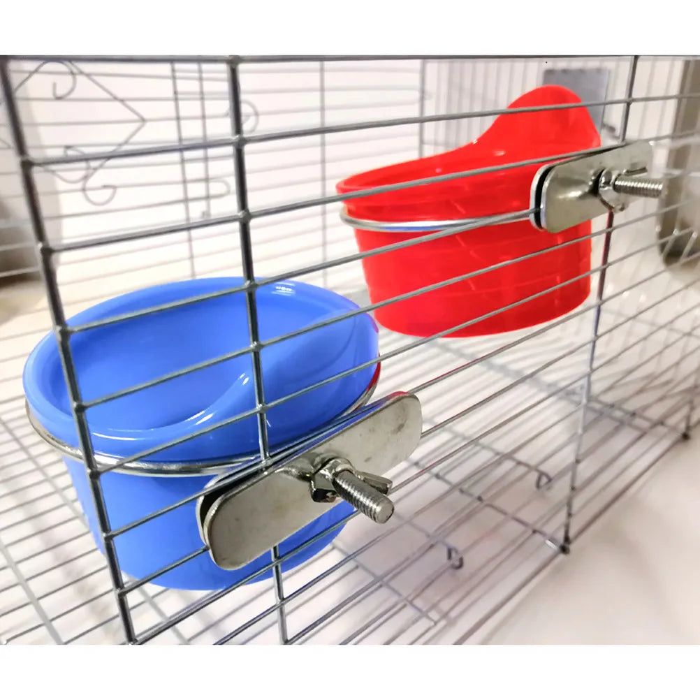 Stainless Steel Bird Feeder Durable Plastic Parrot Cage Food Water