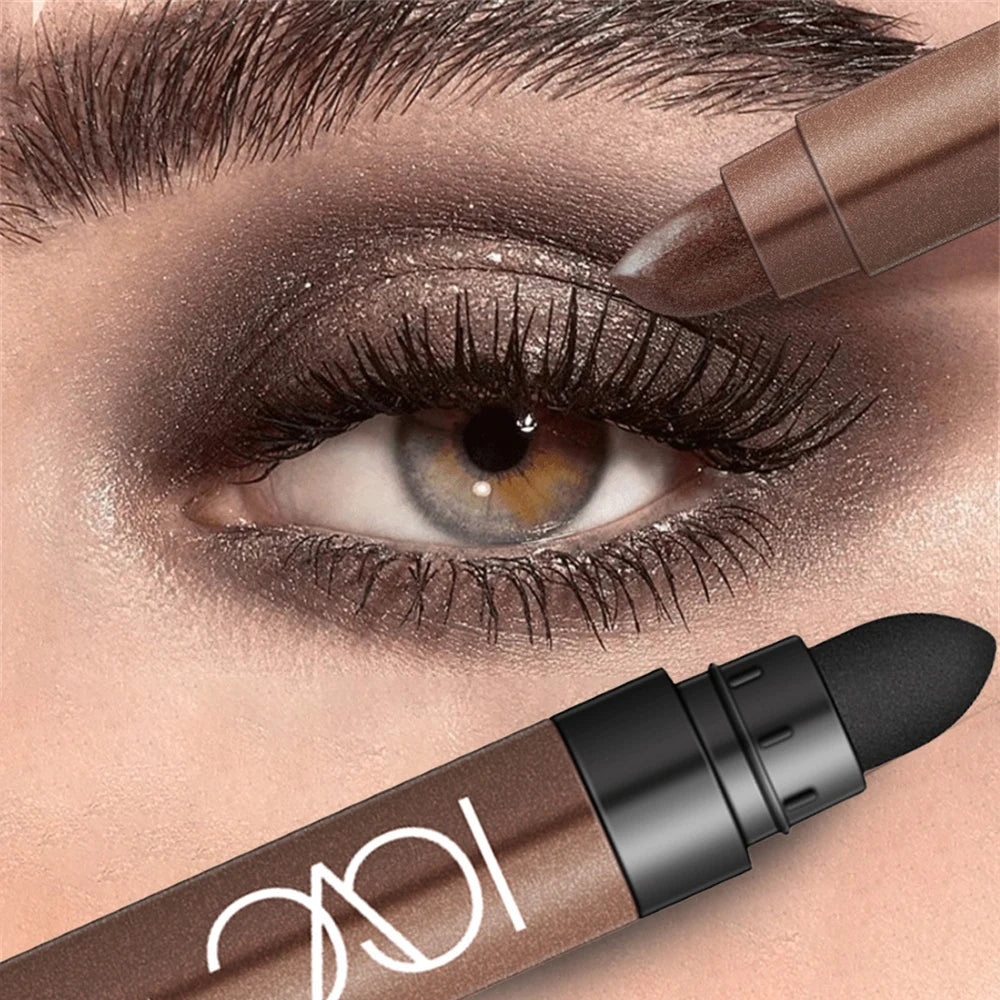 Metallic Dual Ended Eyeshadow Stick Diamond Shimmer Highlighter Pencil Ultra Pigmented Long Lasting Cream Eye Makeup Sponge Pen Zpaxo