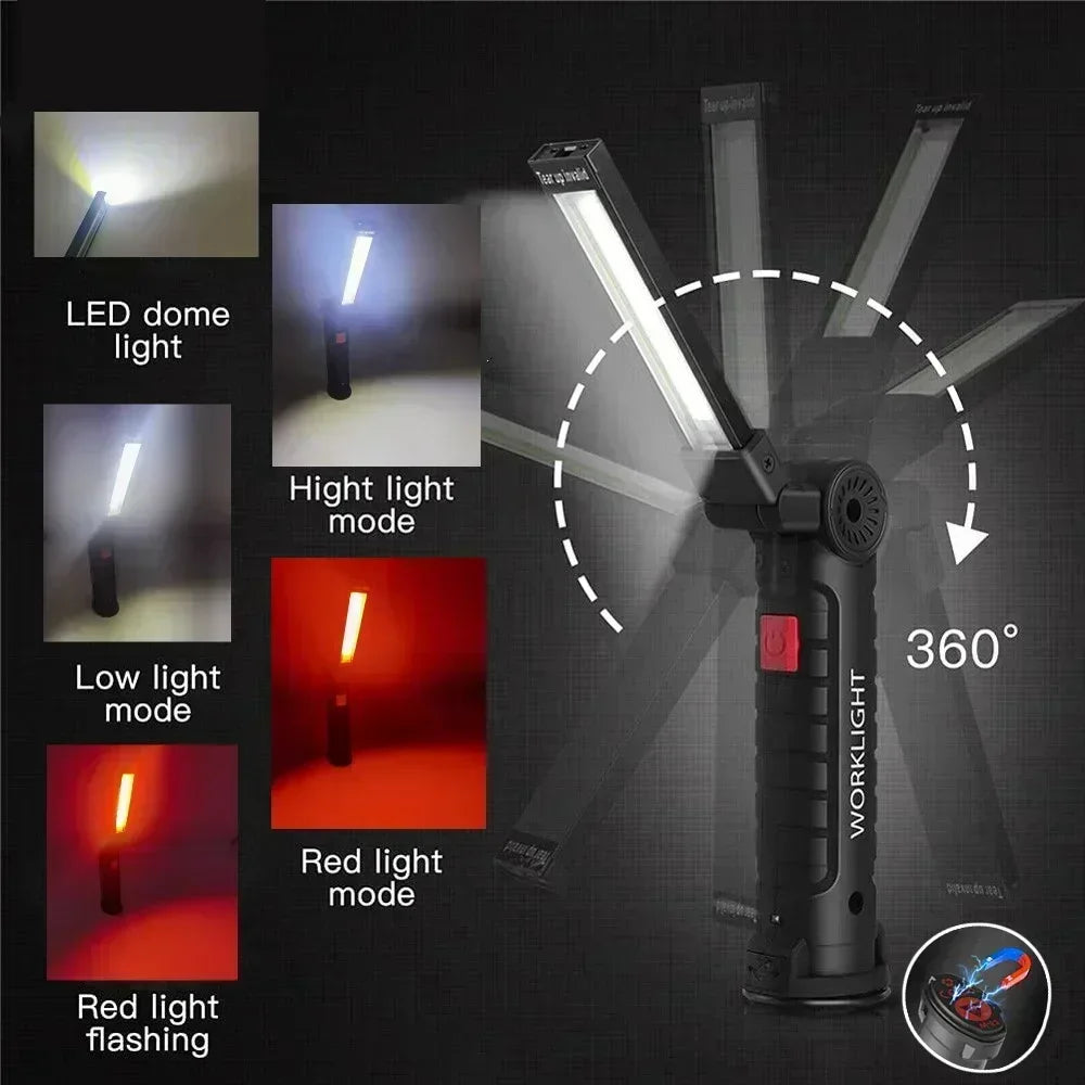 COB LED Work Light – Dimmable USB Rechargeable Magnetic Torch