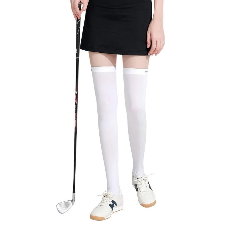Summer Ice Silk Sunscreen High Tube Socks for Children's Golf Sports Breathable Non Slip Long Socks for Slimming Beautiful Legs Zpaxo