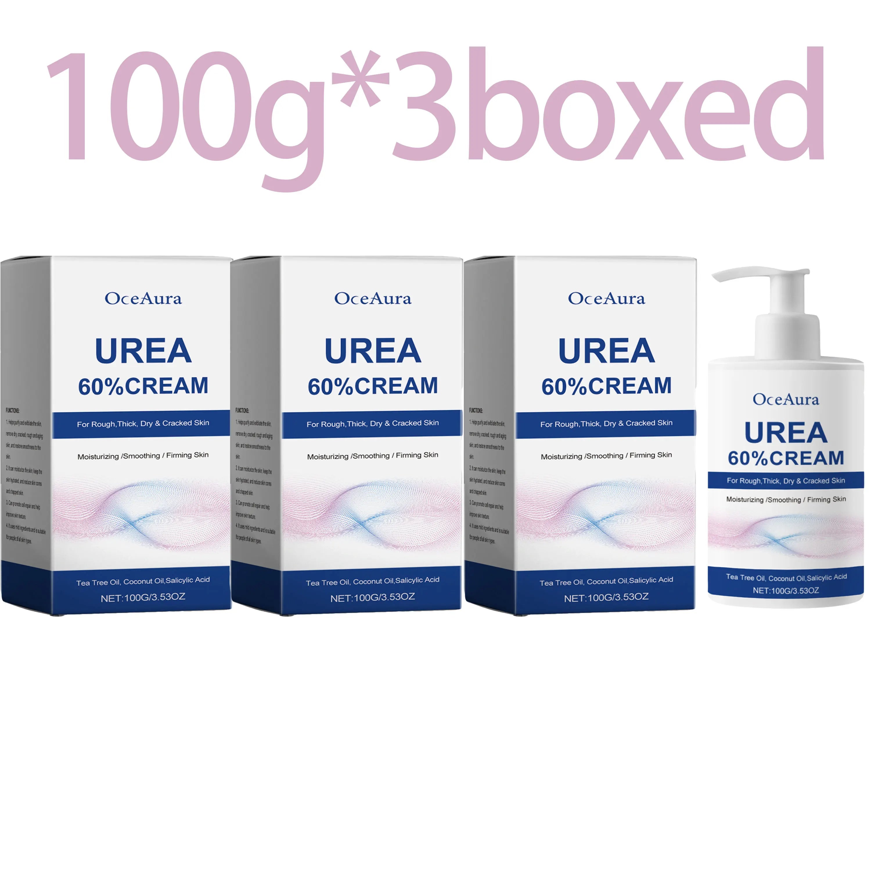 OceAura 60% Urea Foot Cream – Cracked Heel & Callus Repair Urea Foot Cream Zpaxo 100g X 3boxed