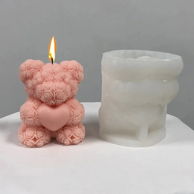 3D Bear Hug Love Silicone Candle Molds Diy Cute Bear Pet Candle Making Supplies Handmade Soap Plaster Resin Mold Home Decor Gift Zpaxo