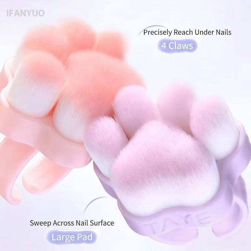 1- Cat's Paw Manicure Dust Clean Brush Finger Ring Duster Soft Hair