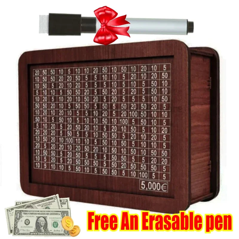 New Wooden Money Box Handmade Reusable Money Saving Box with Saving Money Goals Counter Crafts Piggy Bank Children Zpaxo EUR 5000