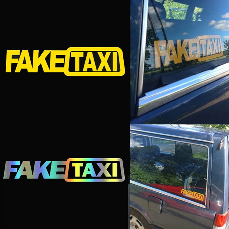 Funny Fake Taxi Car Vinyl Sticker – Self-Adhesive Decal Emblem